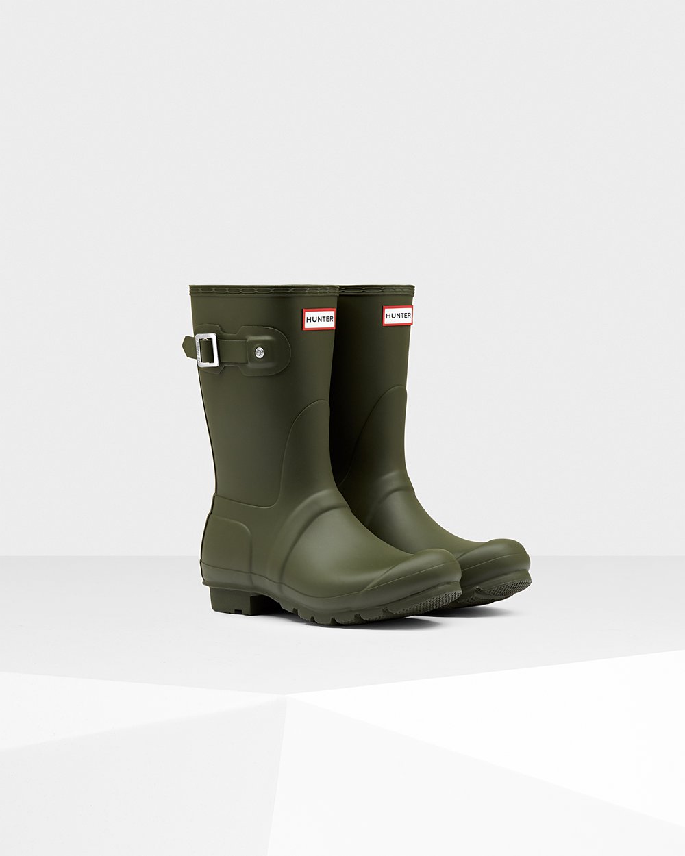 Womens Hunter Original - Short Rain Boots Dark Olive - 3628-DNQCF